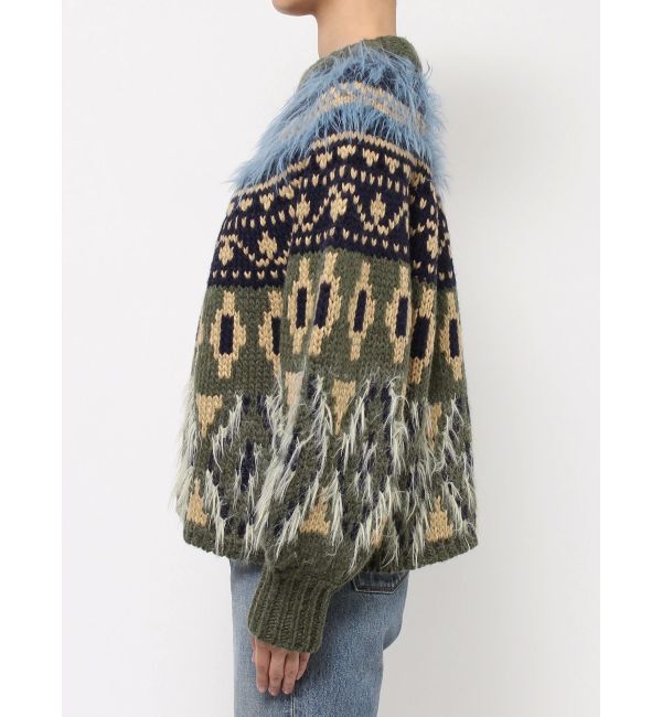 Ungrid「フェザーヤーンコンビ求心柄ニット」|ニット・セーター|