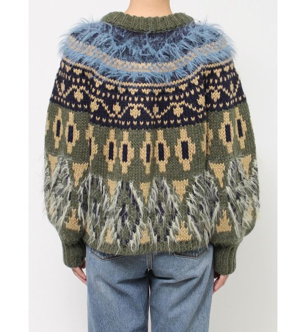 Ungrid「フェザーヤーンコンビ求心柄ニット」|ニット・セーター|