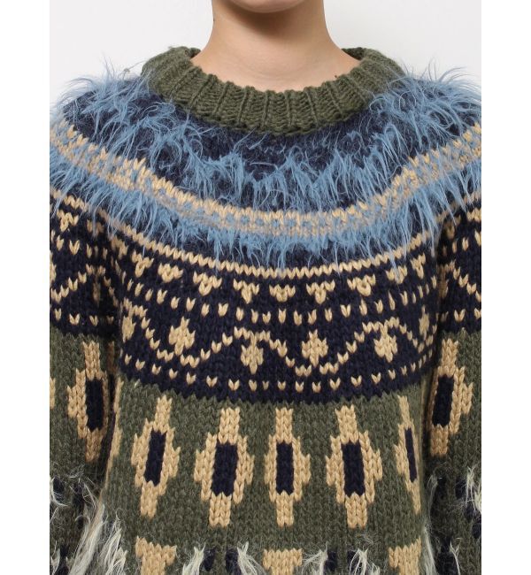Ungrid「フェザーヤーンコンビ求心柄ニット」|ニット・セーター|