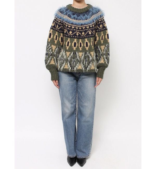 Ungrid「フェザーヤーンコンビ求心柄ニット」|ニット・セーター|