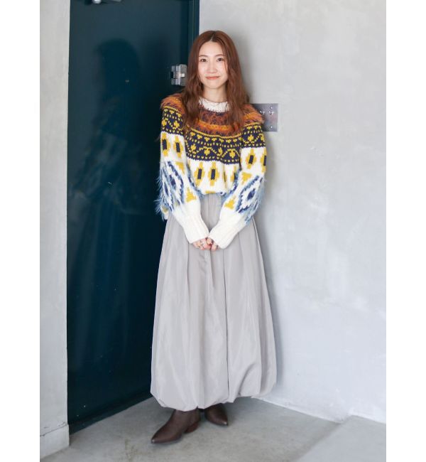 Ungrid「フェザーヤーンコンビ求心柄ニット」|ニット・セーター|