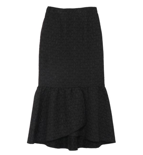 LAGUNAMOON「ジャカードギャザー切替スカート」|スカート|ブラック