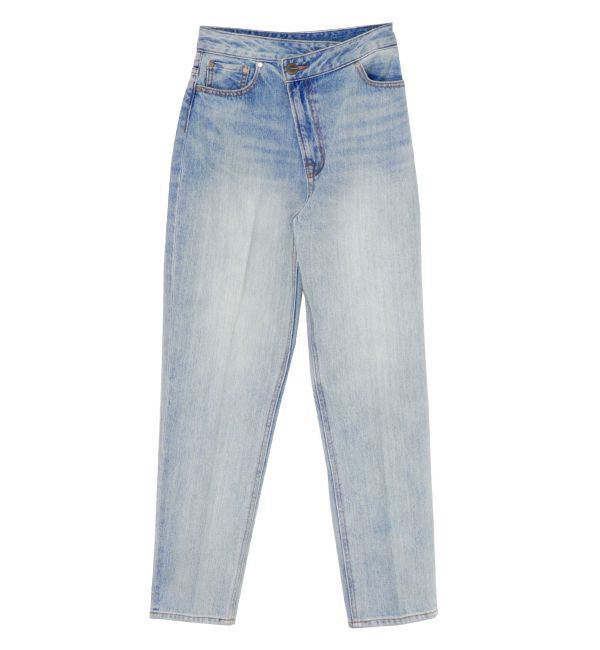 LAGUNAMOON「ウエストアシンメトリーデニムパンツ」|デニム|アイスブルー