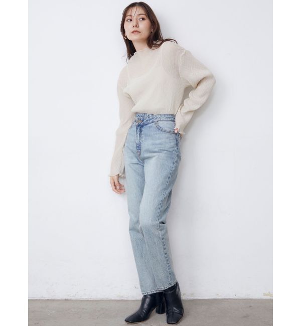 LAGUNAMOON「ウエストアシンメトリーデニムパンツ」|デニム|