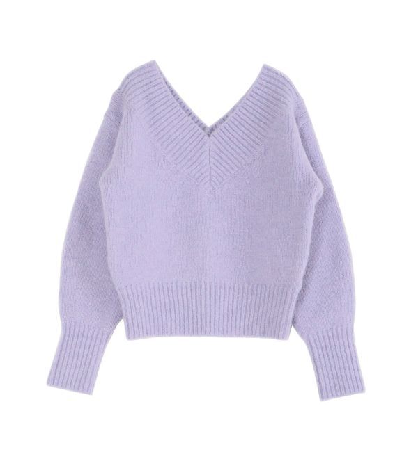 LAGUNAMOON「Vネックカラーショートニットプルオーバー」|ニット・セーター|