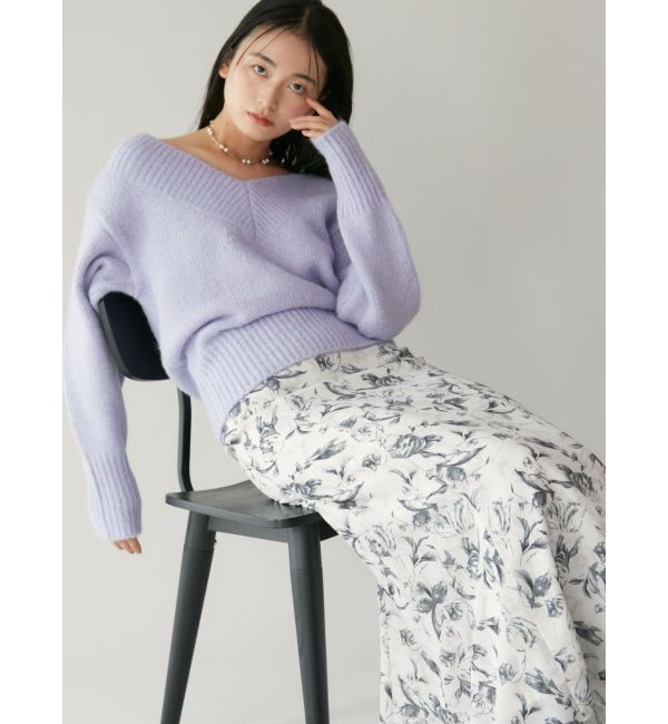 LAGUNAMOON「Vネックカラーショートニットプルオーバー」|ニット・セーター|