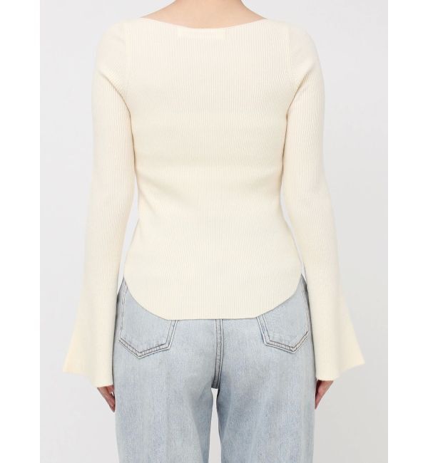 LAGUNAMOON「アシンメトリードレープフレアスリーブニット」|ニット・セーター|