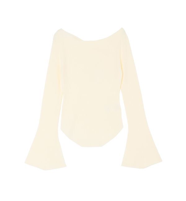 LAGUNAMOON「アシンメトリードレープフレアスリーブニット」|ニット・セーター|