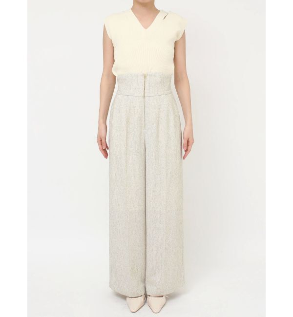 LAGUNAMOON「ツイードジップハイウエストワイドパンツ」|その他|