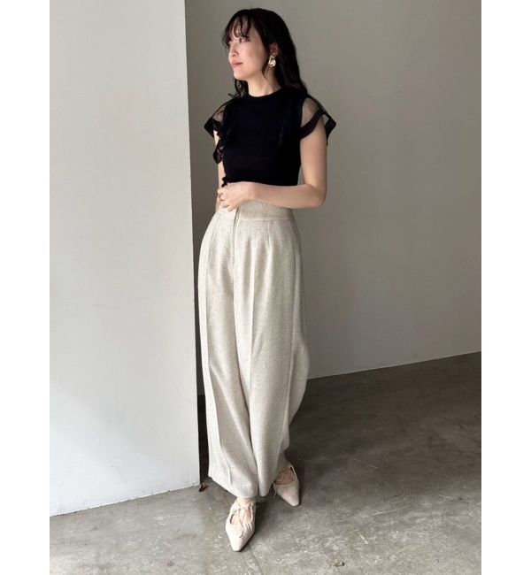 LAGUNAMOON「ツイードジップハイウエストワイドパンツ」|その他|