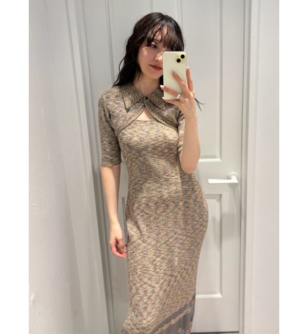 LAGUNAMOON「【riiさんコラボカラー・サイズあり】クロップドカーデセットニットワンピース」|ワンピース|