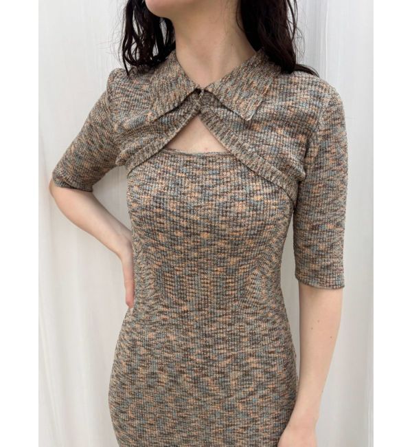 LAGUNAMOON「【riiさんコラボカラー・サイズあり】クロップドカーデセットニットワンピース」|ワンピース|