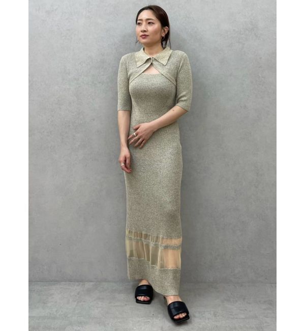 LAGUNAMOON「【riiさんコラボカラー・サイズあり】クロップドカーデセットニットワンピース」|ワンピース|