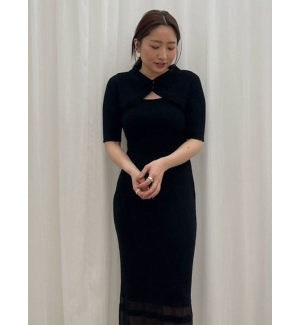 LAGUNAMOON「【riiさんコラボカラー・サイズあり】クロップドカーデセットニットワンピース」|ワンピース|