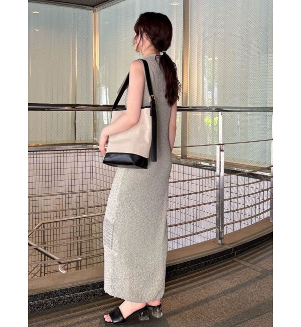 LAGUNAMOON「ミックスパターンカラーネックニットワンピース」|ワンピース|