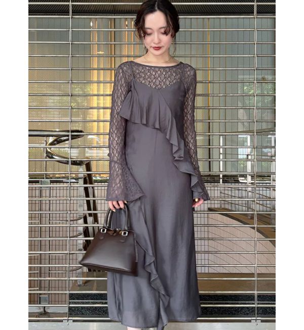 LAGUNAMOON「ラッフルフリルキャミワンピース」|ワンピース|チャコールグレー