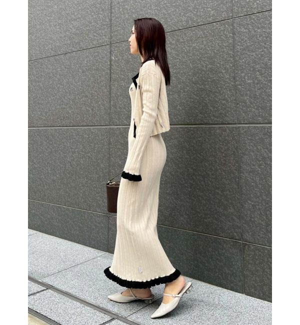 LAGUNAMOON「【FILA別注】ドライタッチバイカラーフリルデザインノースリーブニットワンピース」|ワンピース|