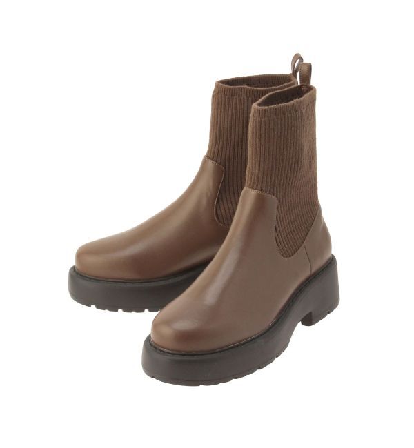 EVRIS「リブソックスミドルブーツ」|ショートブーツ|