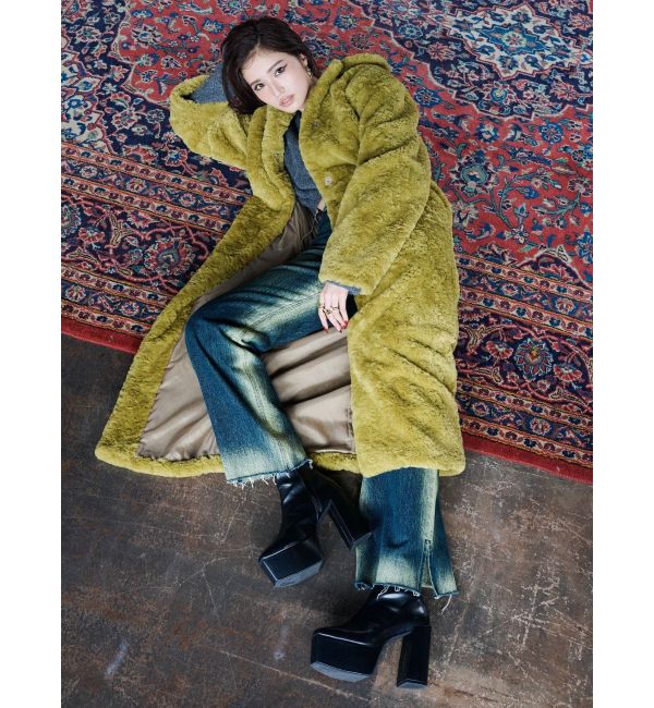 EVRIS「バイカラーワイドフレアデニムパンツ」|デニム|