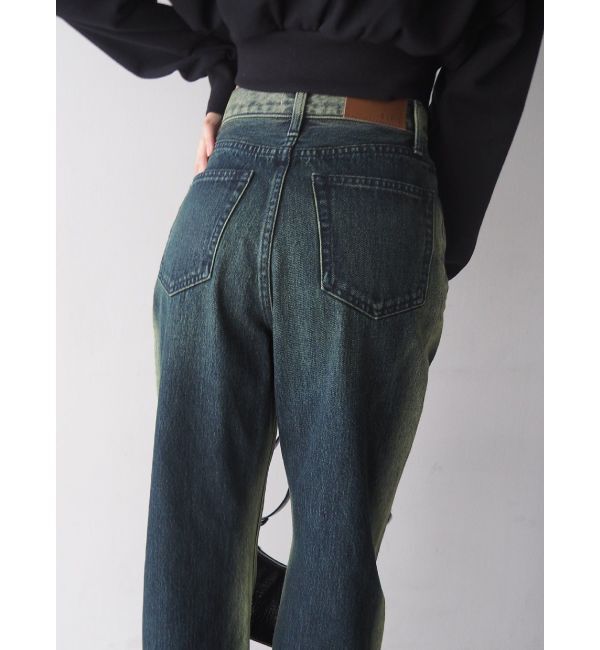 EVRIS「バイカラーワイドフレアデニムパンツ」|デニム|