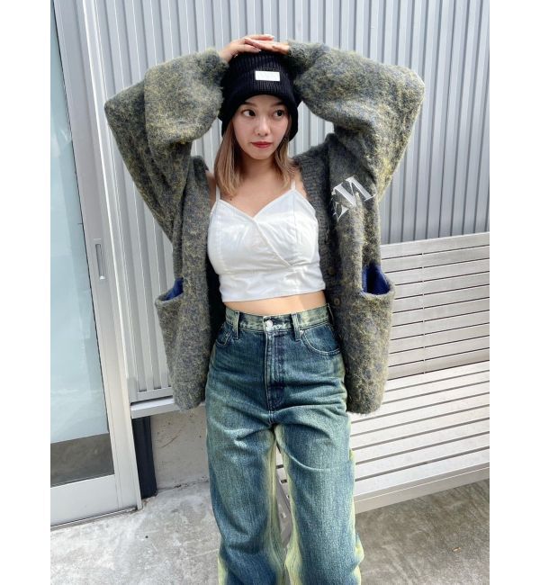 EVRIS「バイカラーワイドフレアデニムパンツ」|デニム|