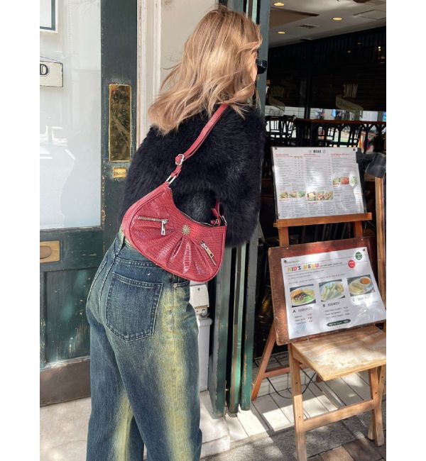 EVRIS「バイカラーワイドフレアデニムパンツ」|デニム|