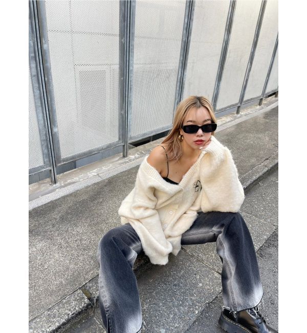 EVRIS「バイカラーワイドフレアデニムパンツ」|デニム|