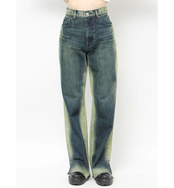 EVRIS「バイカラーワイドフレアデニムパンツ」|デニム|