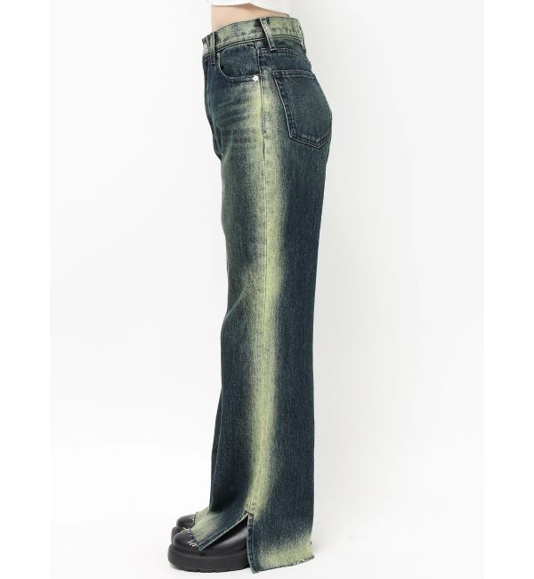 EVRIS「バイカラーワイドフレアデニムパンツ」|デニム|