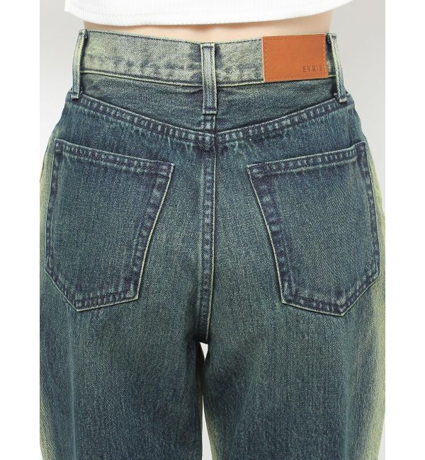 EVRIS「バイカラーワイドフレアデニムパンツ」|デニム|