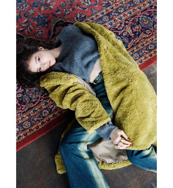 EVRIS「バイカラーワイドフレアデニムパンツ」|デニム|