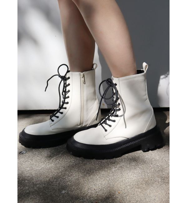 EVRIS「レースアップインソールワークブーツ」|ショートブーツ|ホワイト