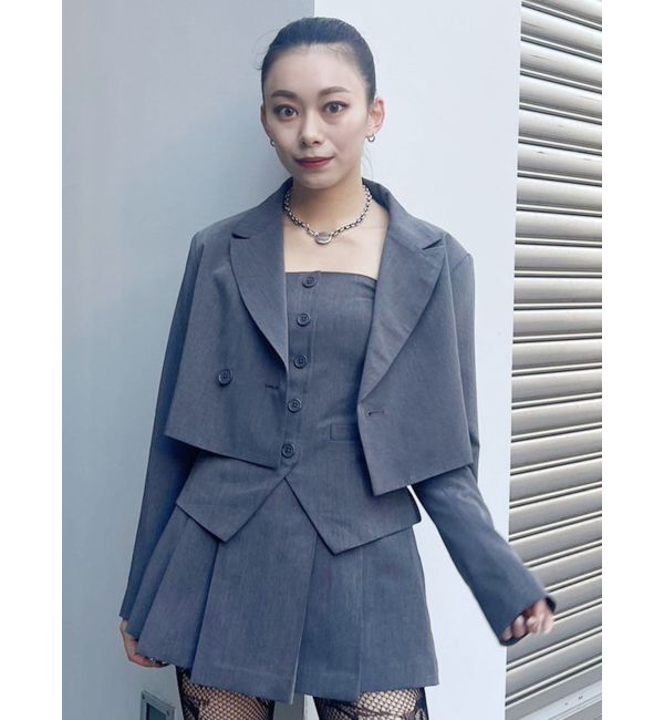 EVRIS「ショートレングスジャケット【セットアップ着用可能】」|テーラードジャケット|グレー