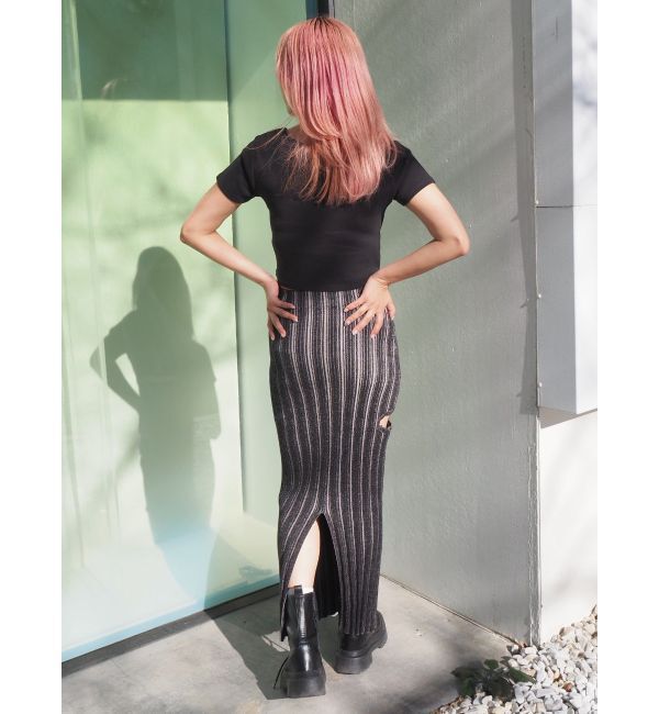 EVRIS「サイドスラッシュリブニットロングスカート」|スカート|