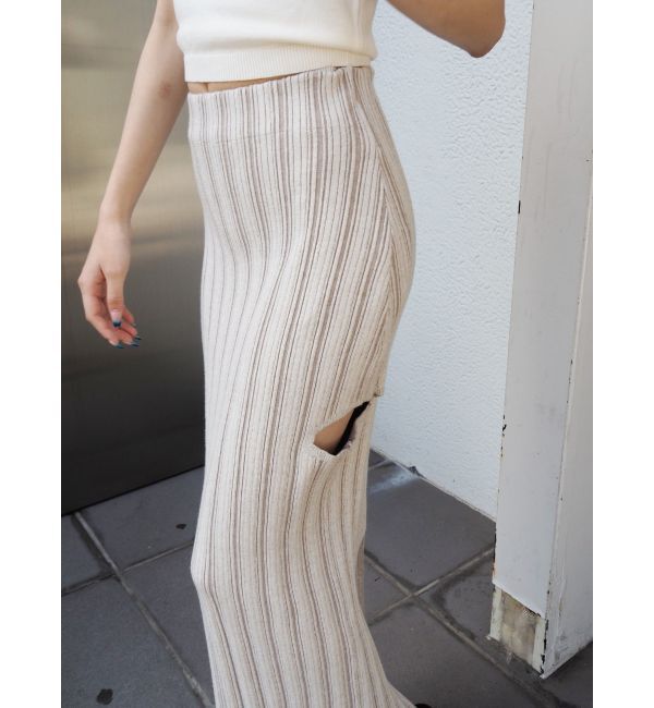 EVRIS「サイドスラッシュリブニットロングスカート」|スカート|