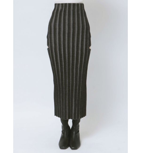 EVRIS「サイドスラッシュリブニットロングスカート」|スカート|