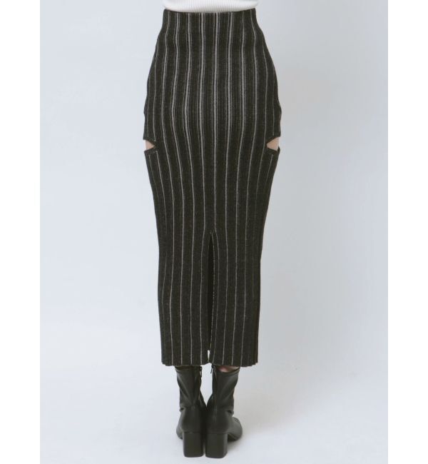 EVRIS「サイドスラッシュリブニットロングスカート」|スカート|