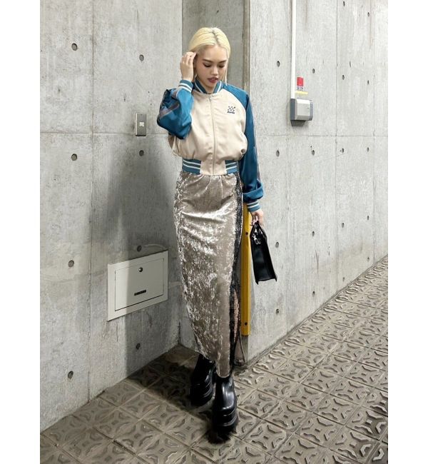 EVRIS「クラッシュベロアレーススカート」|スカート|