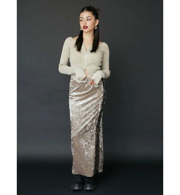 EVRIS「クラッシュベロアレーススカート」|スカート|