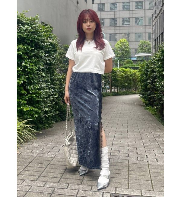 EVRIS「クラッシュベロアレーススカート」|スカート|