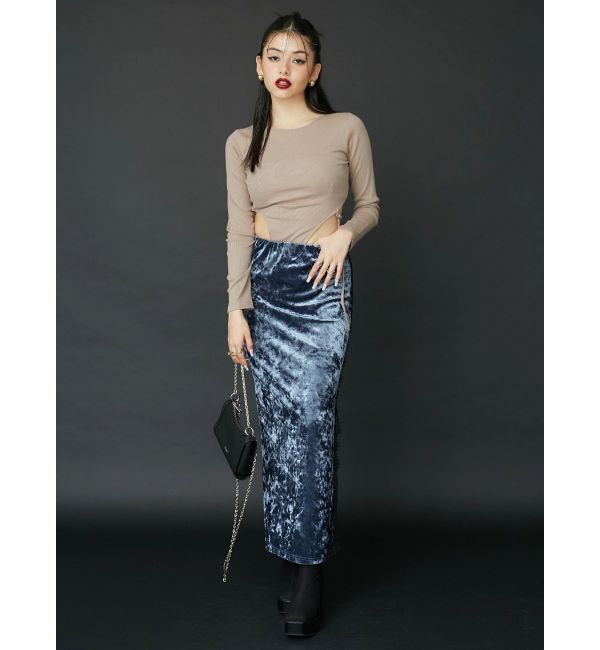 EVRIS「クラッシュベロアレーススカート」|スカート|