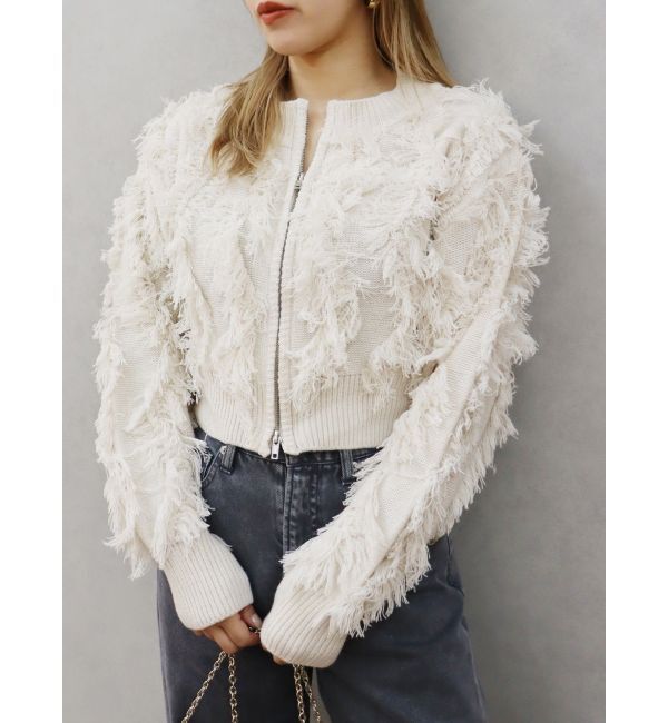 EVRIS「フリンジニットショートカーディガン」|カーディガン|