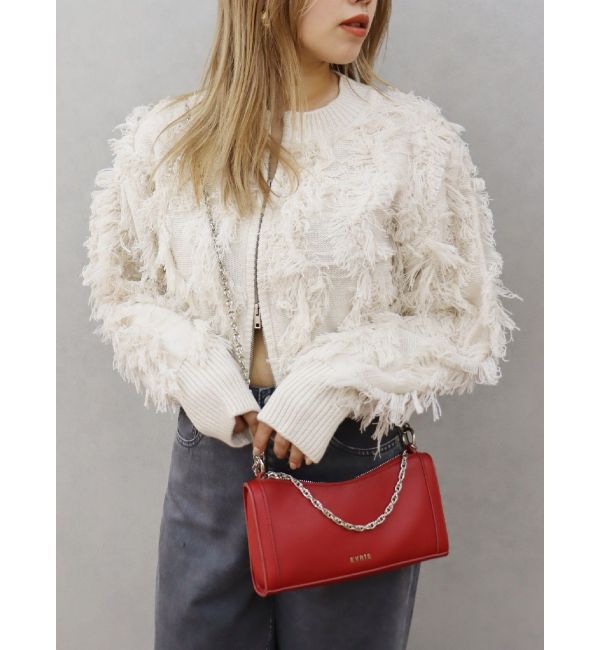 EVRIS「フリンジニットショートカーディガン」|カーディガン|