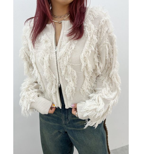 EVRIS「フリンジニットショートカーディガン」|カーディガン|