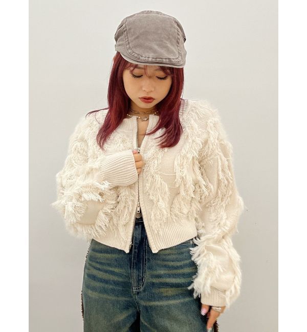 EVRIS「フリンジニットショートカーディガン」|カーディガン|