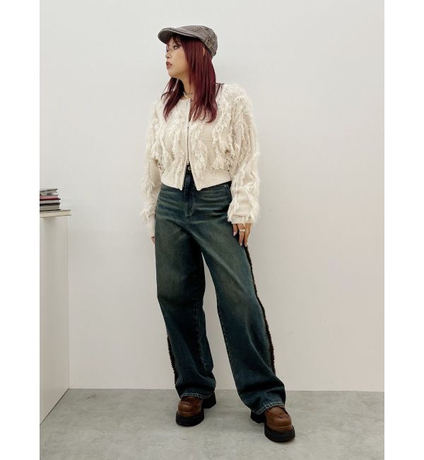 EVRIS「フリンジニットショートカーディガン」|カーディガン|