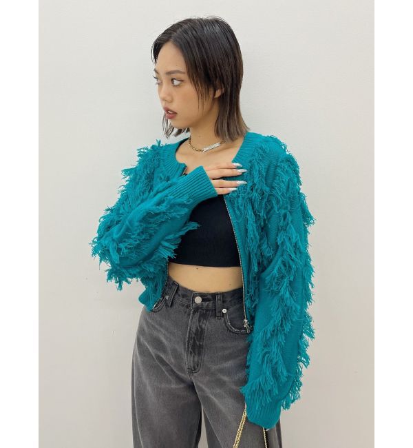 EVRIS「フリンジニットショートカーディガン」|カーディガン|