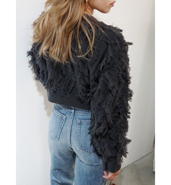 EVRIS「フリンジニットショートカーディガン」|カーディガン|