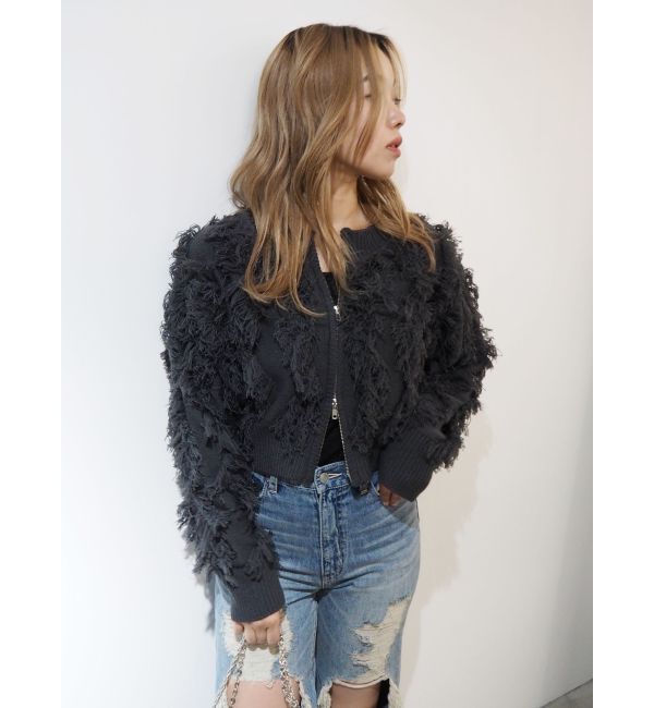 EVRIS「フリンジニットショートカーディガン」|カーディガン|