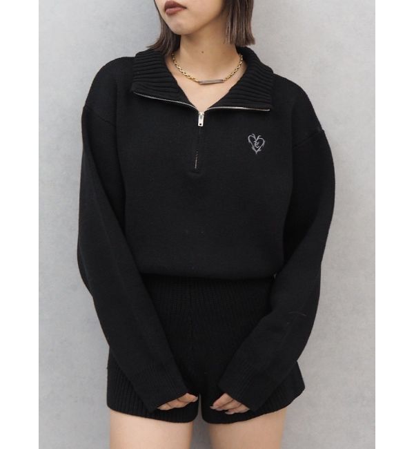 EVRIS「ワンポイントロゴニットロンパース」|オールインワン|ブラック